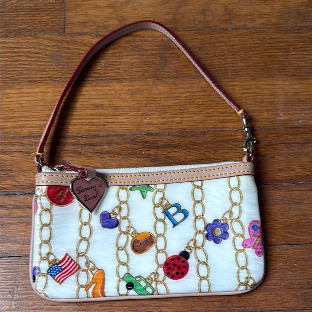 Dooney & Bourke White and Red Clutch with Playful Pattern